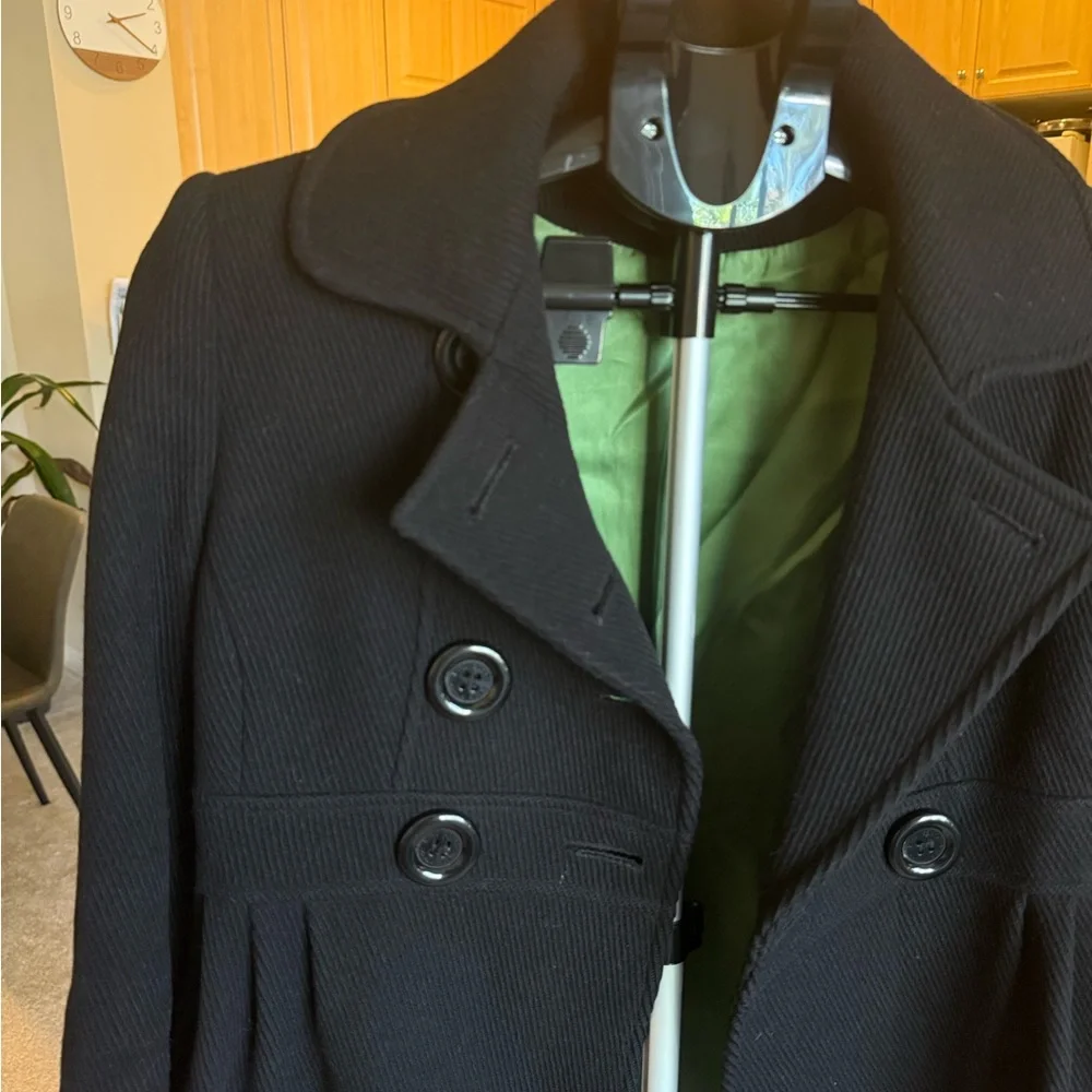 Kate Spade Black Double-Breasted Pea Coat